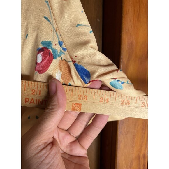 Pretty Tops Women's Vintage 70s Blouse Floral Short Sleeve Tie Yellow Spring XL - Picture 6 of 10